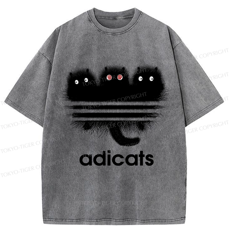 Tokyo-Tiger Funny Adicats Washed T-Shirt