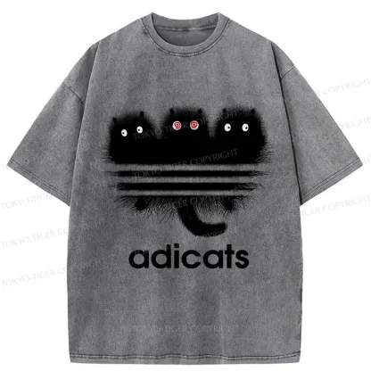Tokyo-Tiger Funny Adicats Washed T-Shirt