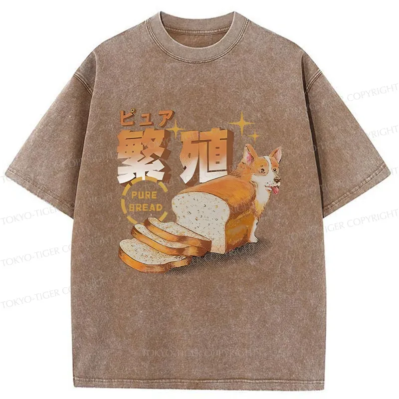 Tokyo-Tiger Pure Bread Dog Funny Washed T-Shirt