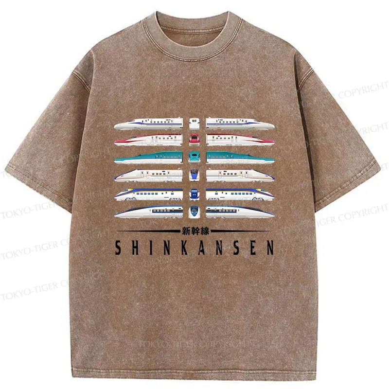 Tokyo-Tiger Shinkansen Trains Washed T-Shirt