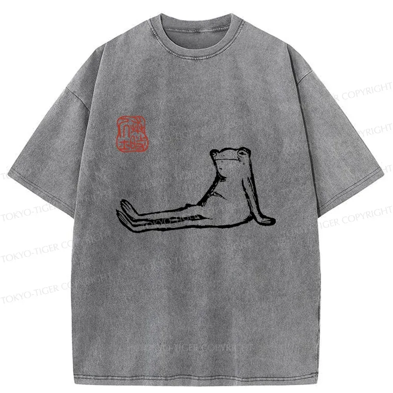 Tokyo-Tiger Resting Frog Washed T-Shirt