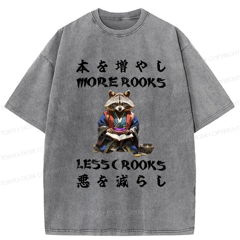 Tokyo-Tiger More Books Less Crooks Washed T-Shirt