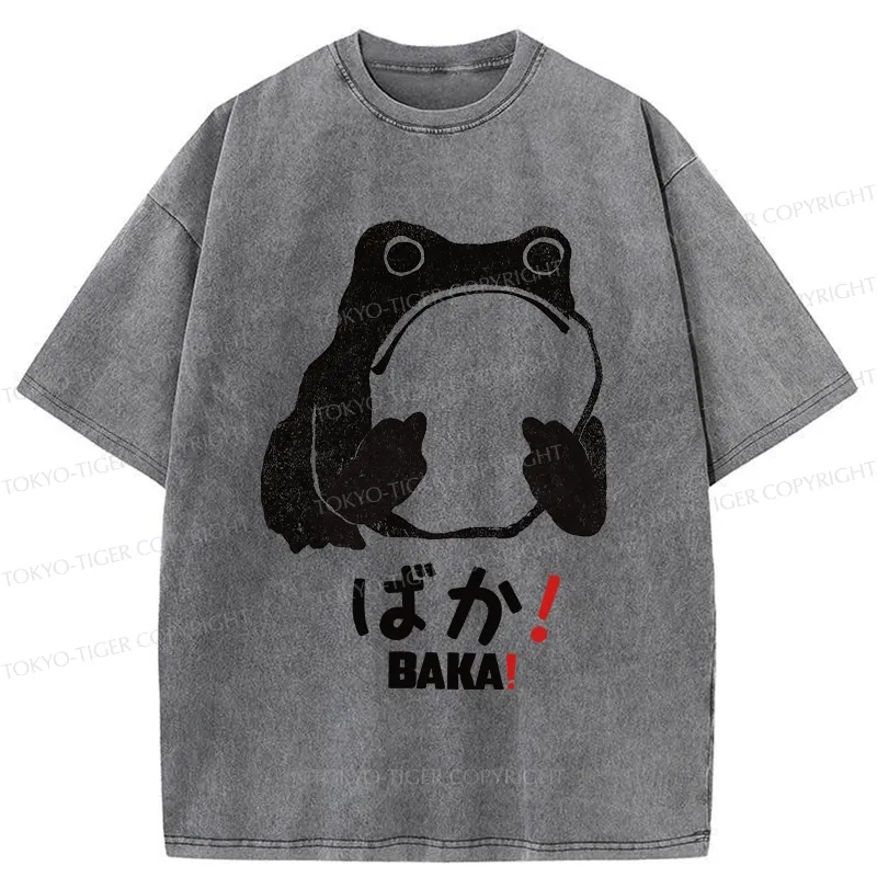 Tokyo-Tiger Funny Baka Frog Washed T-Shirt