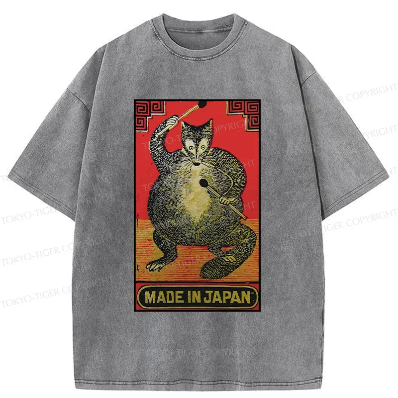 Tokyo-Tiger Retro Fat Fox Washed T-Shirt