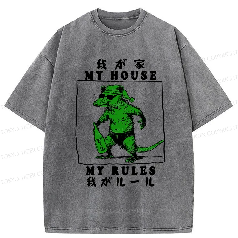 Tokyo-Tiger My House My Rules Washed T-Shirt