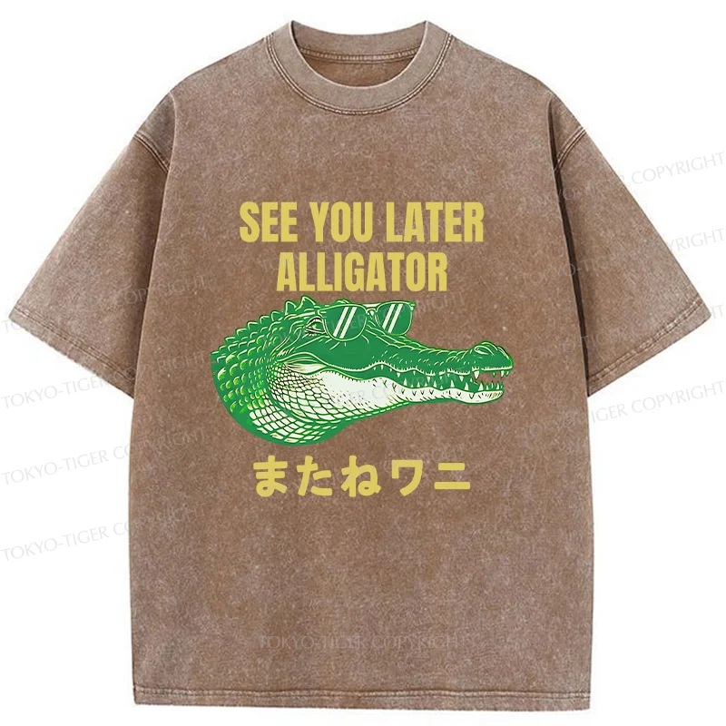Tokyo-Tiger See you soon Crocodile Washed T-Shirt