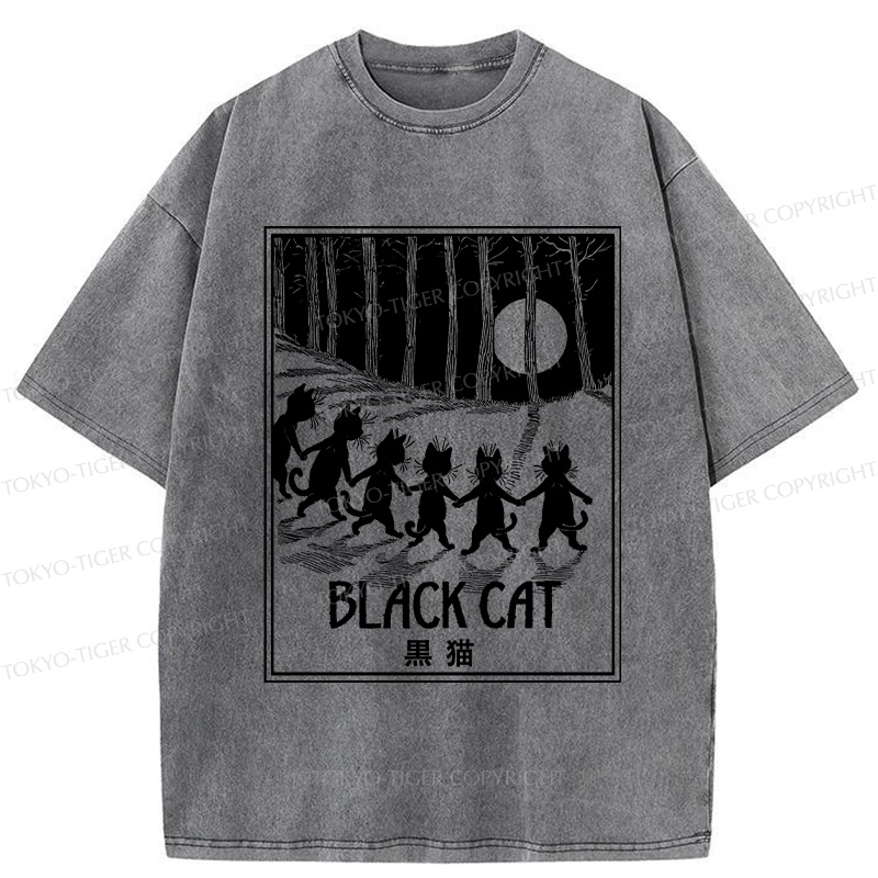 Tokyo-Tiger Six Black Cats Washed T-Shirt