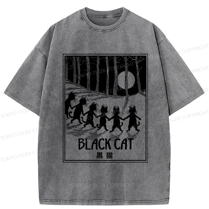 Tokyo-Tiger Six Black Cats Washed T-Shirt