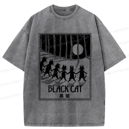 Tokyo-Tiger Six Black Cats Washed T-Shirt