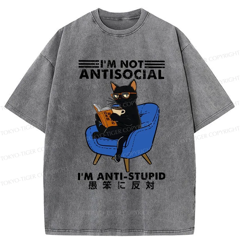 Tokyo-Tiger I'm Not Antisocial Washed T-Shirt