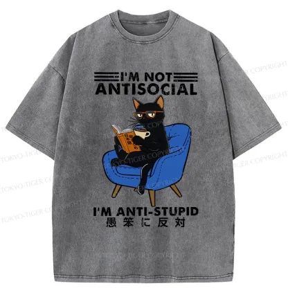 Tokyo-Tiger I'm Not Antisocial Washed T-Shirt