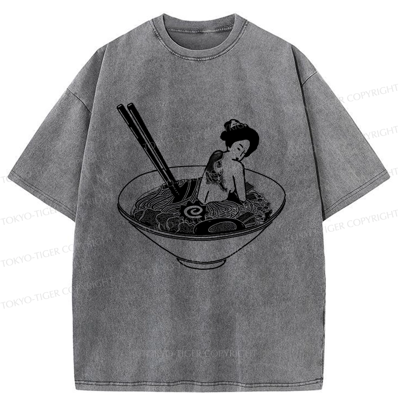Tokyo-Tiger Geisha Tattoo Ramen Washed T-Shirt