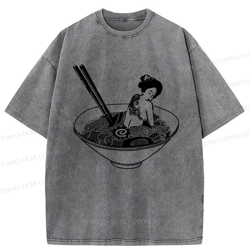 Tokyo-Tiger Geisha Tattoo Ramen Washed T-Shirt