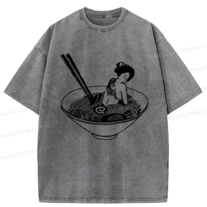 Tokyo-Tiger Geisha Tattoo Ramen Washed T-Shirt