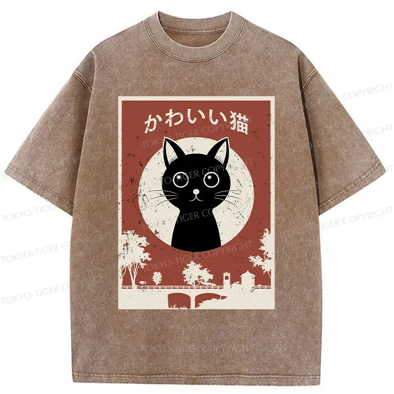 Tokyo-Tiger Vintage Japanese Cat Washed T-Shirt