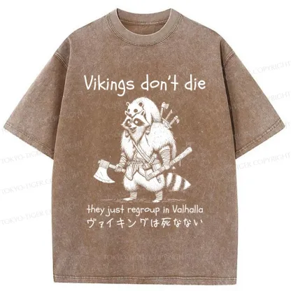 Tokyo-Tiger Vikings Don't Die Washed T-Shirt