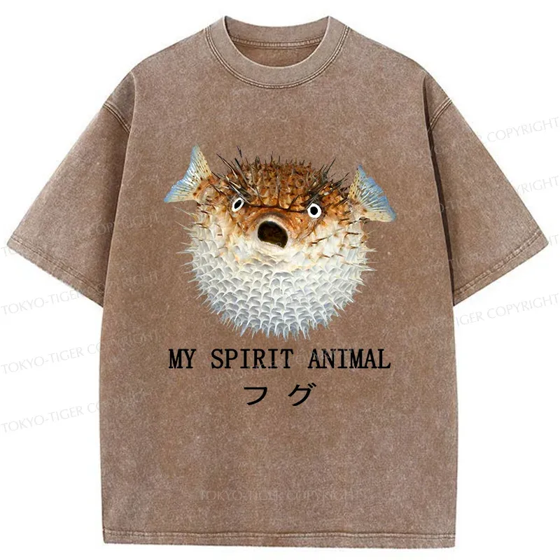 Tokyo-Tiger Grumpy Pufferfish Washed T-Shirt