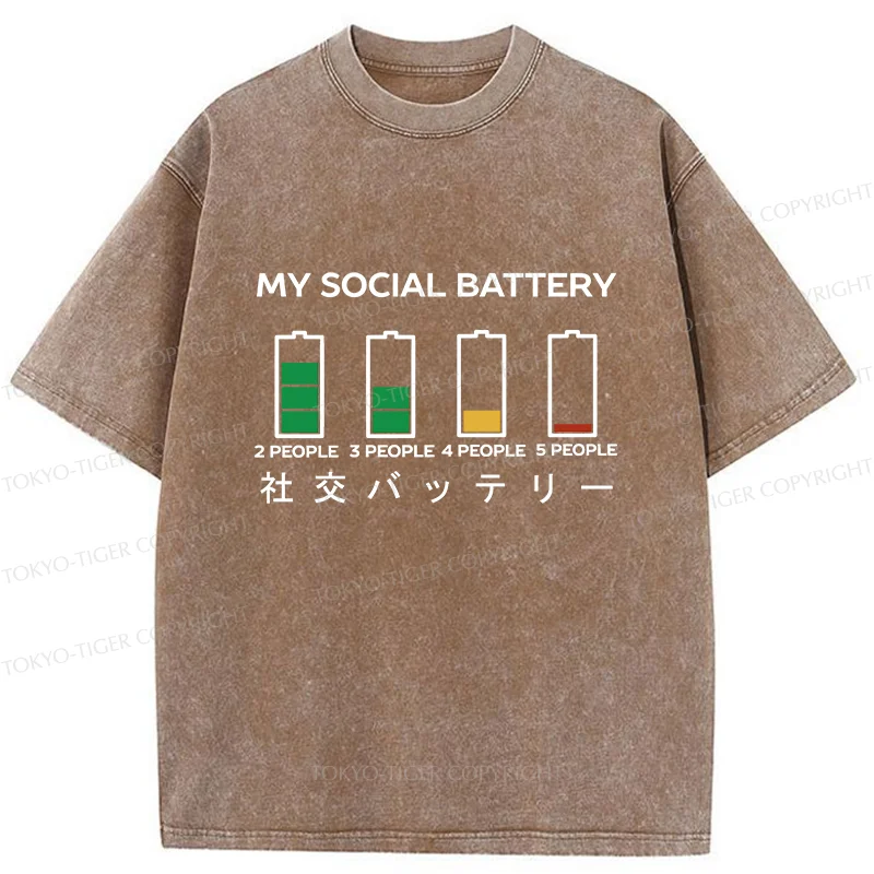 Tokyo-Tiger My Social Battery Washed T-Shirt