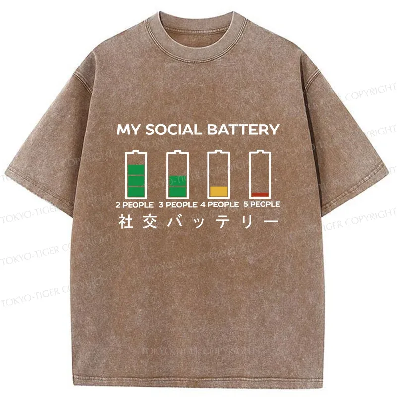 Tokyo-Tiger My Social Battery Washed T-Shirt