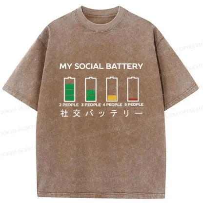 Tokyo-Tiger My Social Battery Washed T-Shirt