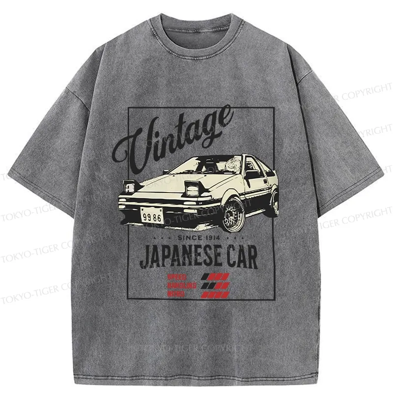 Tokyo-Tiger Retro Japanese Car Washed T-Shirt
