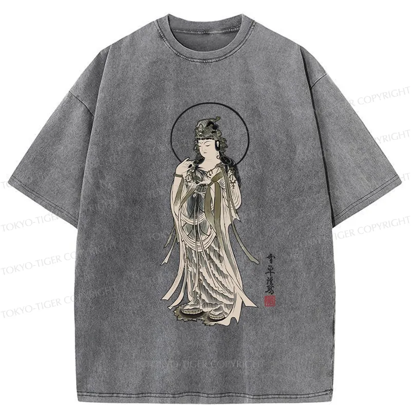 Tokyo-Tiger Vintage Guanyin Bodhisattva Washed T-Shirt Sale