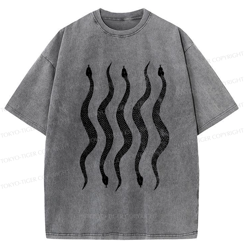 Tokyo-Tiger Sinuous Snake Washed T-Shirt