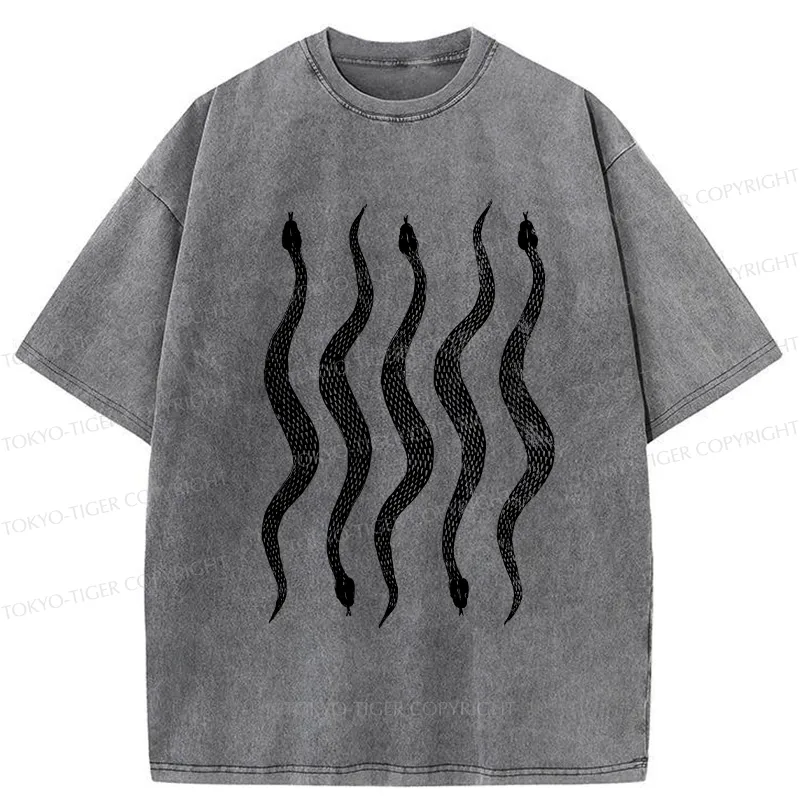 Tokyo-Tiger Sinuous Snake Washed T-Shirt