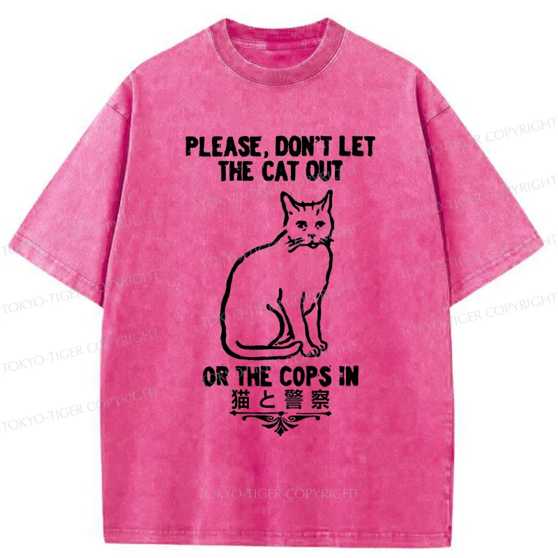 Tokyo-Tiger Cats And The Police Washed T-Shirt