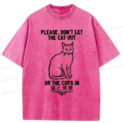 Tokyo-Tiger Cats And The Police Washed T-Shirt