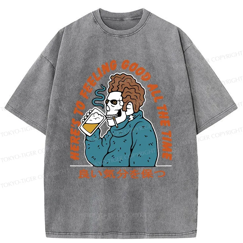 Tokyo-Tiger Stay In A Good Mood Washed T-Shirt