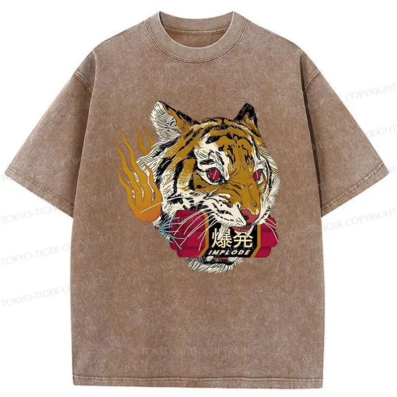 Tokyo-Tiger Angry Tiger Washed T-Shirt