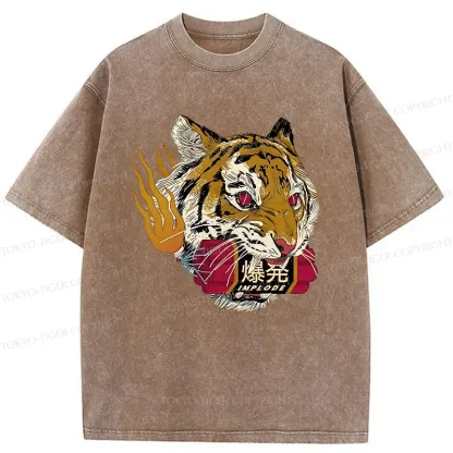 Tokyo-Tiger Angry Tiger Washed T-Shirt