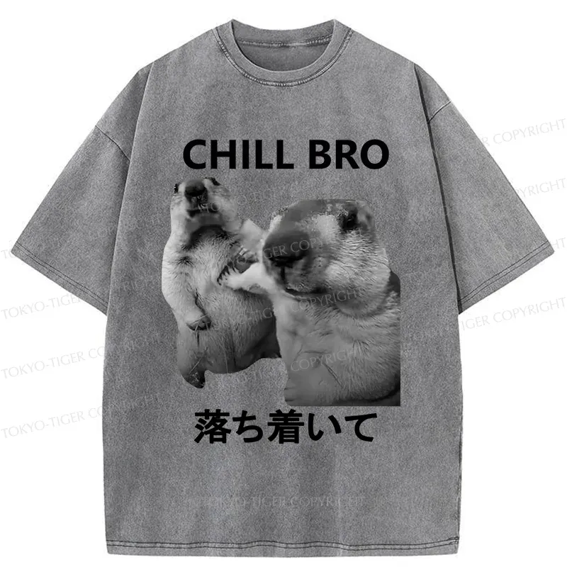 Tokyo-Tiger Calm Down Otter Washed T-Shirt