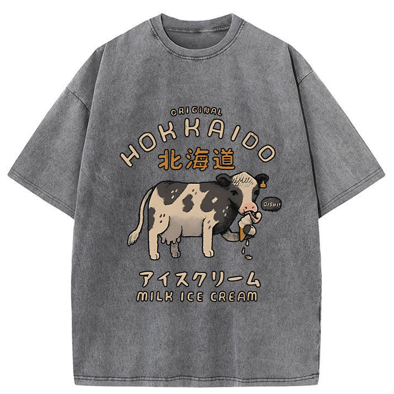 Tokyo-Tiger Cow Ice Cream Washed T-Shirt