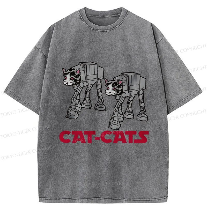 Tokyo-Tiger Walking Robot Cat Washed T-Shirt