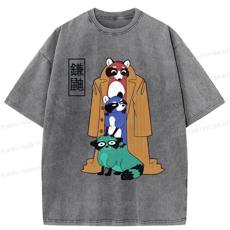 Tokyo-Tiger Funny Sickle Weasel Washed T-Shirt