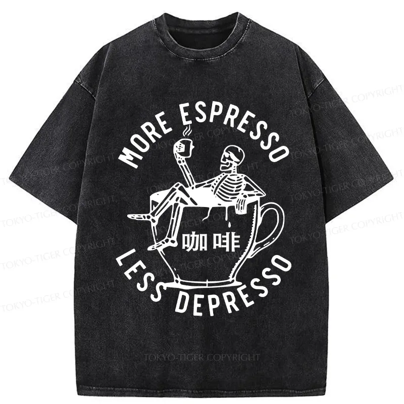 Tokyo-Tiger More Espresso Less Depresso Japan Washed T-Shirt