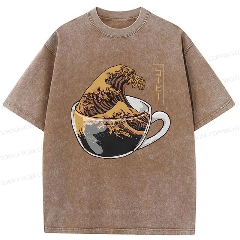 Tokyo-Tiger Coffee Wave Washed T-Shirt