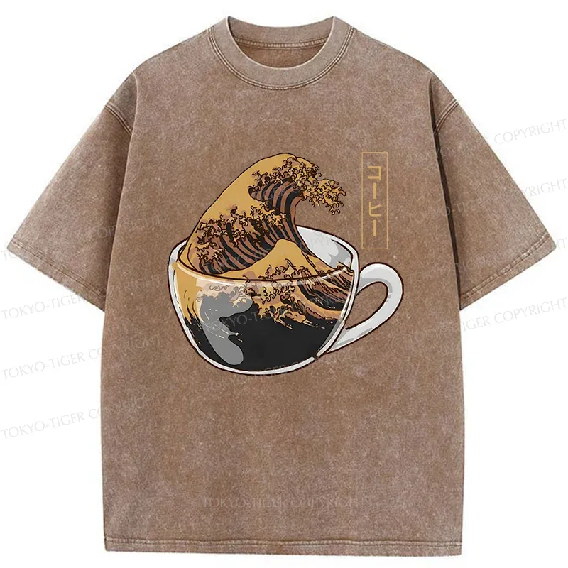 Tokyo-Tiger Coffee Wave Washed T-Shirt