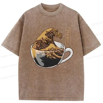 Tokyo-Tiger Coffee Wave Washed T-Shirt