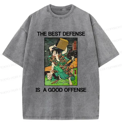 Tokyo-Tiger The Best Defense Is A Good Offense Washed T-Shirt