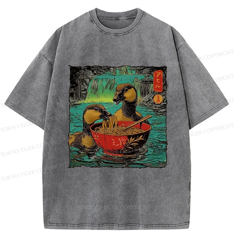 Tokyo-Tiger Ramen Lover Goose Washed T-Shirt