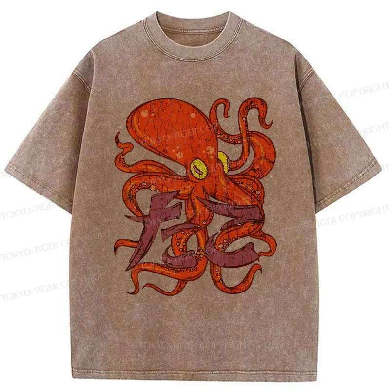Tokyo-Tiger Vintage Octopus Washed T-Shirt