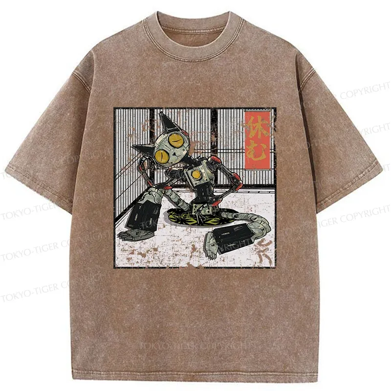 Tokyo-Tiger Doraemon Taking A Rest Washed T-Shirt