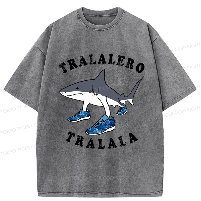 Tokyo-Tiger Tralalero Tralala Funny Washed T-Shirt