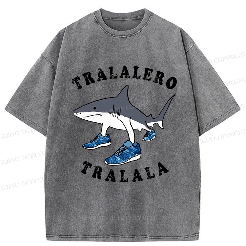 Tokyo-Tiger Tralalero Tralala Funny Washed T-Shirt