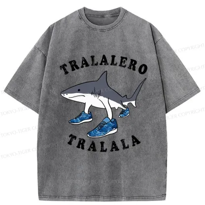 Tokyo-Tiger Tralalero Tralala Funny Washed T-Shirt
