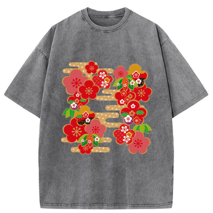 Tokyo-Tiger Japanese Sakura Washed T-Shirt