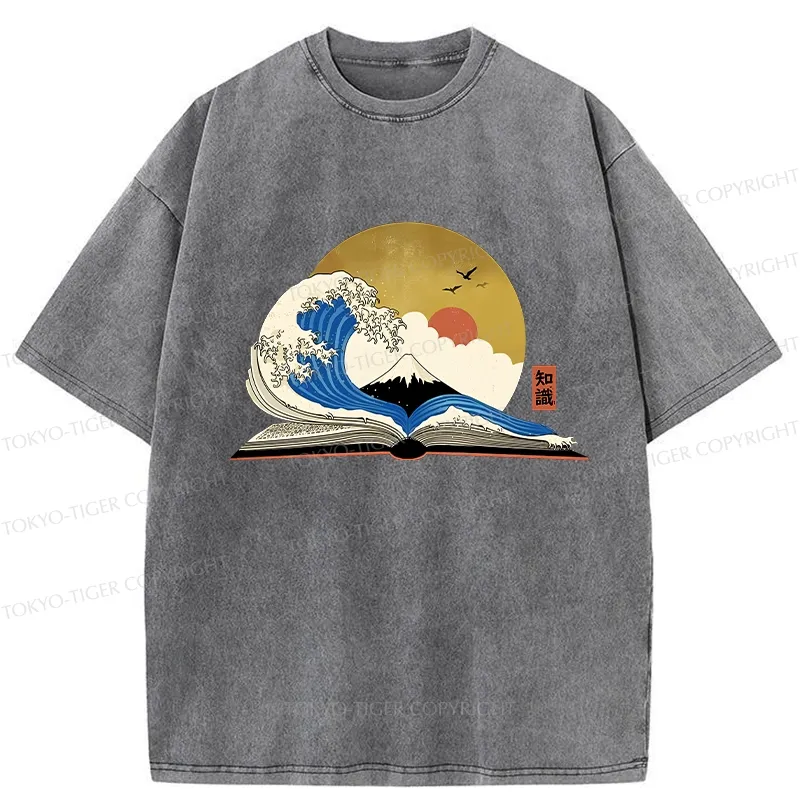 Tokyo-Tiger The Great Wave of Knowledge Washed T-Shirt